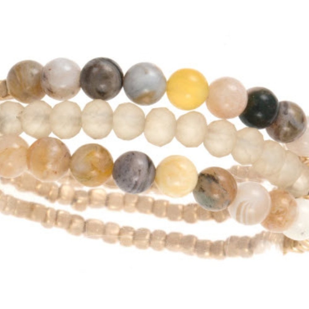 Multi-color "Love" Semi Precious bead bracelet set - Picture 5 of 7